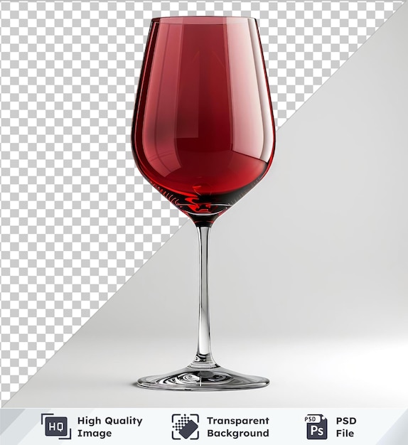 PSD maqueta de fondo psd transparente de una copa de vino rojo con un tallo y una base redonda