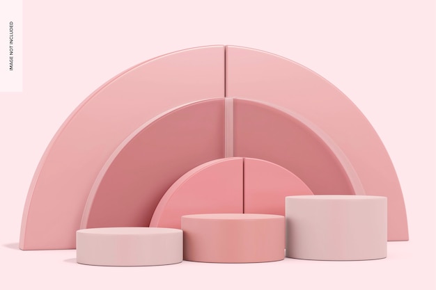 Maqueta de fondo rosa con forma de arco esmerilado