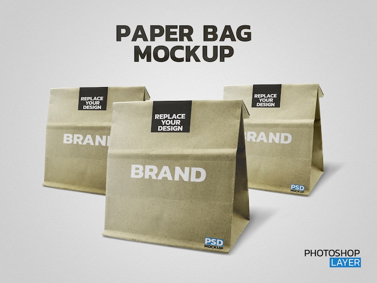 PSD maqueta de foto de bolsa de papel