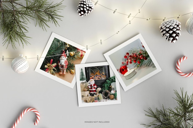 PSD maqueta de foto de marcos de papel de feliz navidad