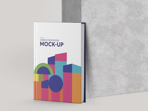 Maqueta fotorrealista de libro de tapa dura