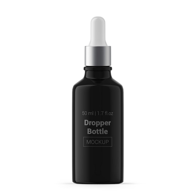 Maqueta de frasco gotero de vidrio negro de 50 ml 1 oz