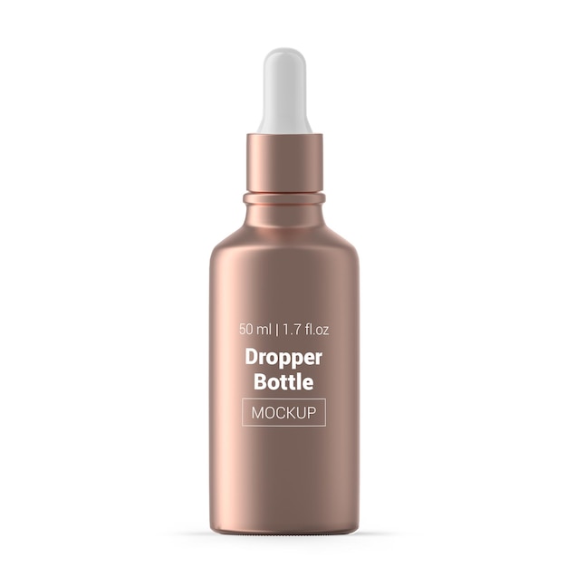 Maqueta de frasco gotero de vidrio de oro rosa de 50 ml 1 oz