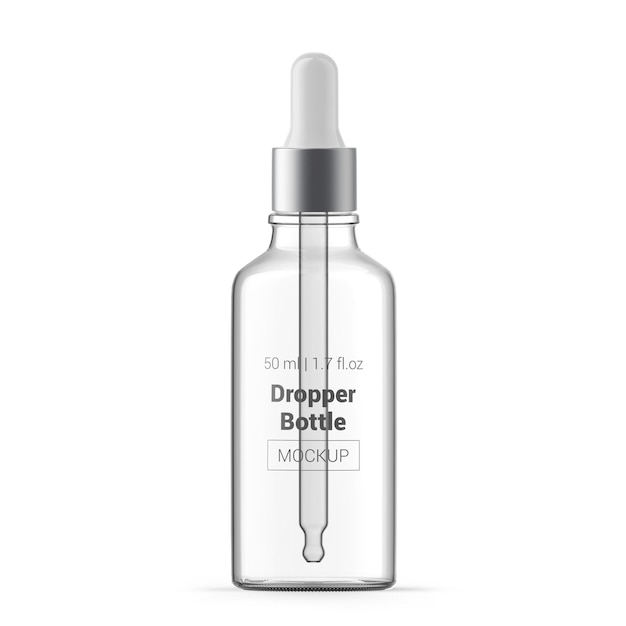 Maqueta de frasco gotero de vidrio transparente de 50 ml 1 oz