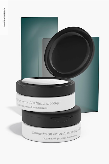 Maqueta de Frascos de Crema Hidratante de Plástico, Apilados