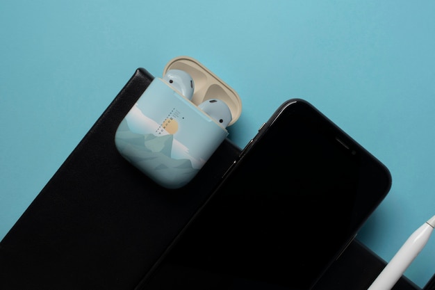 PSD maqueta de funda de airpods