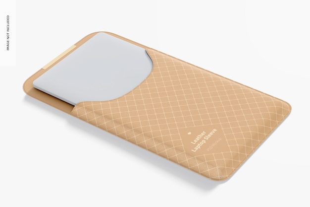 Maqueta de funda de cuero para computadora portátil, abierta