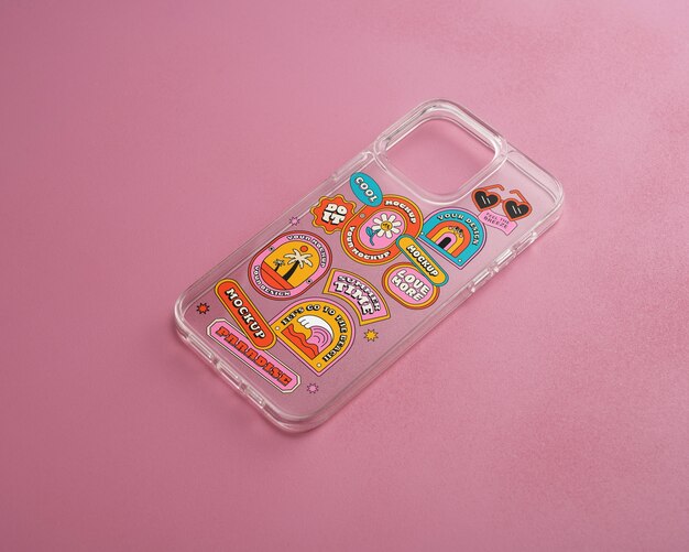 PSD maqueta de funda para teléfono inteligente con colores rosa y lima