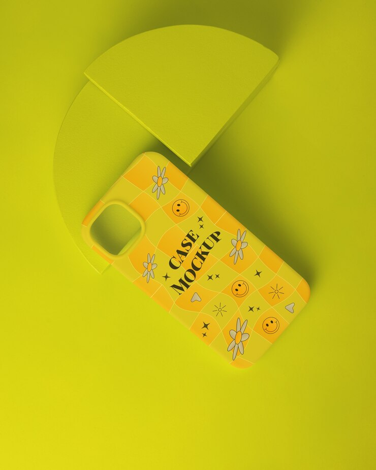 PSD maqueta de funda para teléfono inteligente con colores rosa y lima