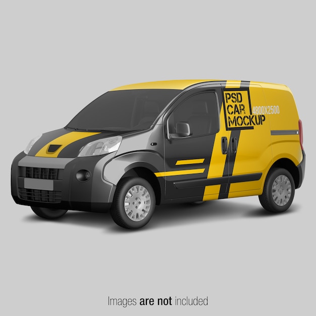 PSD maqueta de furgoneta de entrega amarilla y negra