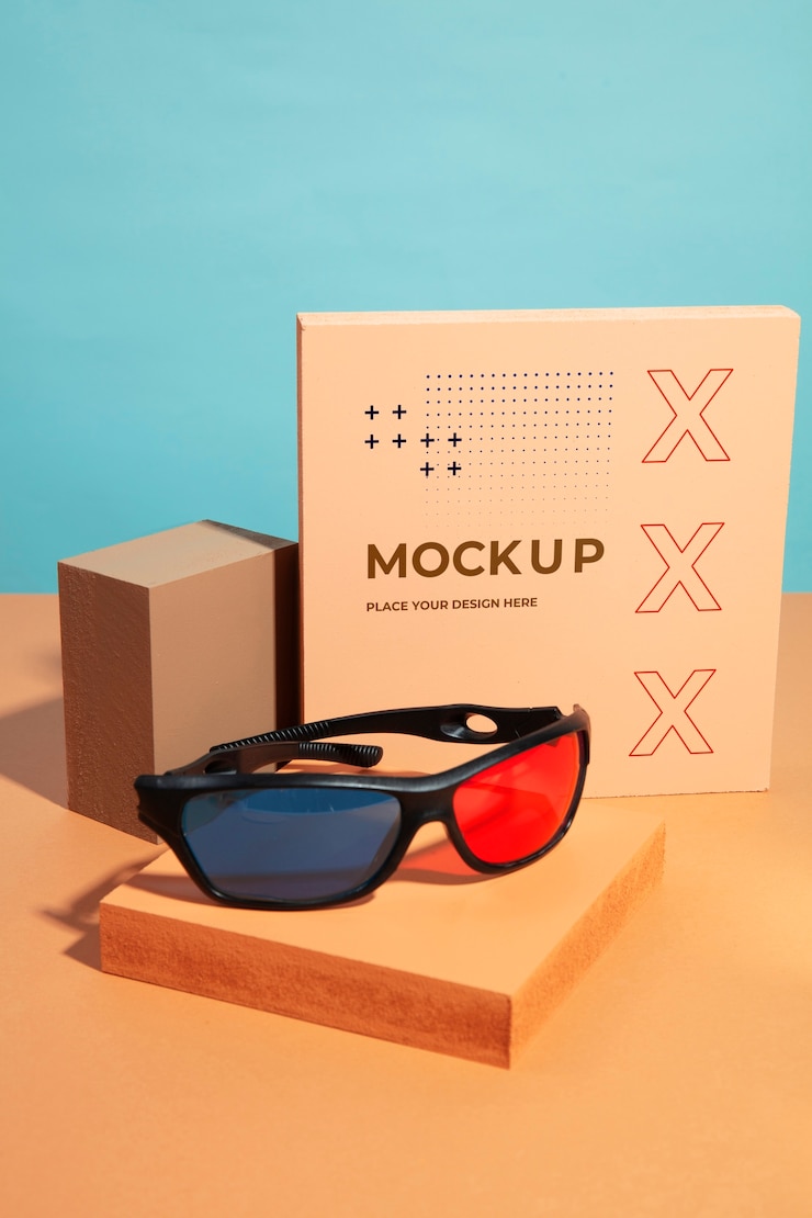 PSD maqueta de gafas 3d para películas