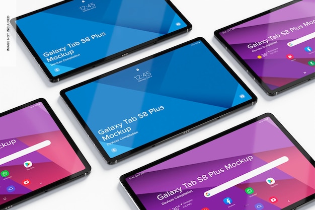 PSD maqueta de galaxy tab s8 plus, mosaico