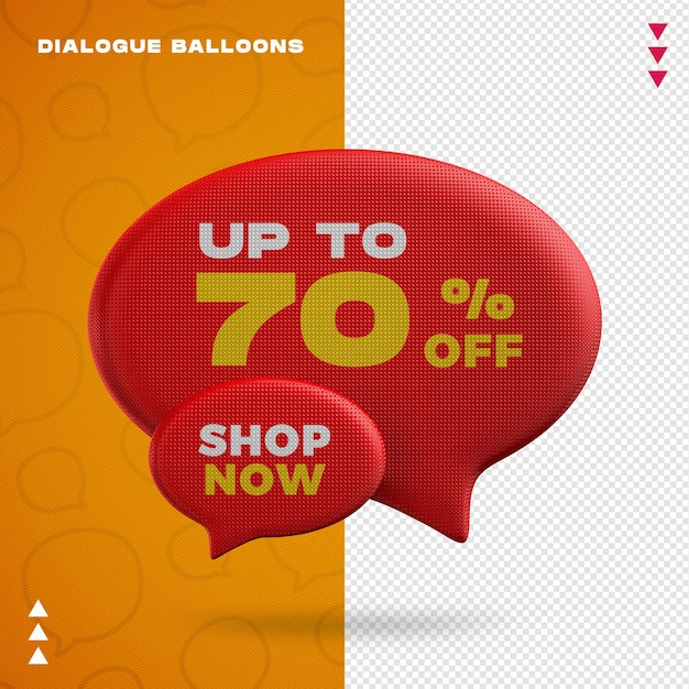 Maqueta de globos de diálogo en renderizado 3D aislado