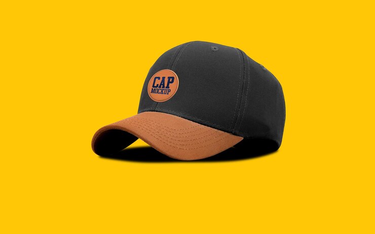 PSD maqueta de gorra de béisbol negra y marrón