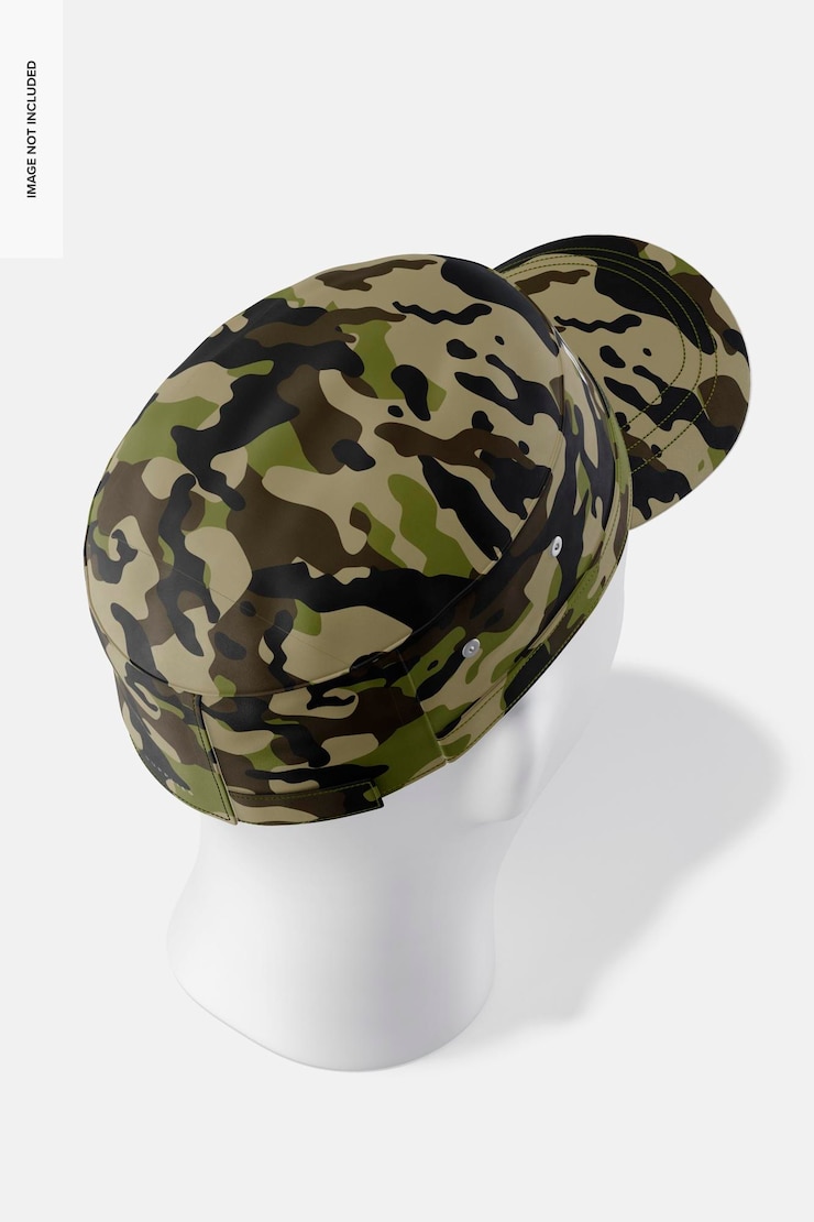 PSD maqueta de gorra militar, vista de ángulo alto