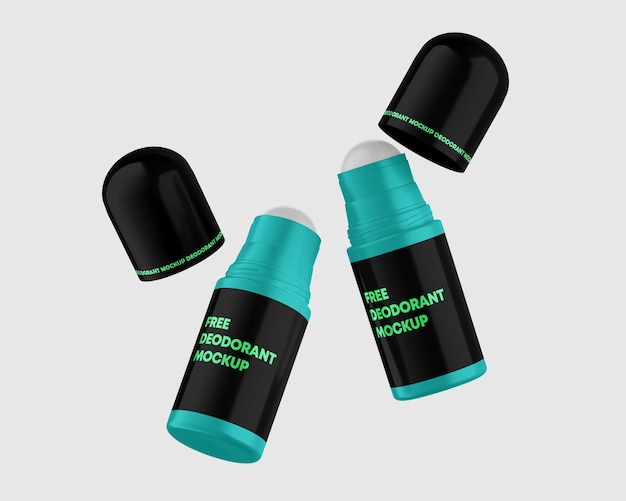 Maqueta gratis PSD tres botellas verdes con la palabra maqueta ayurvédica en la parte superior