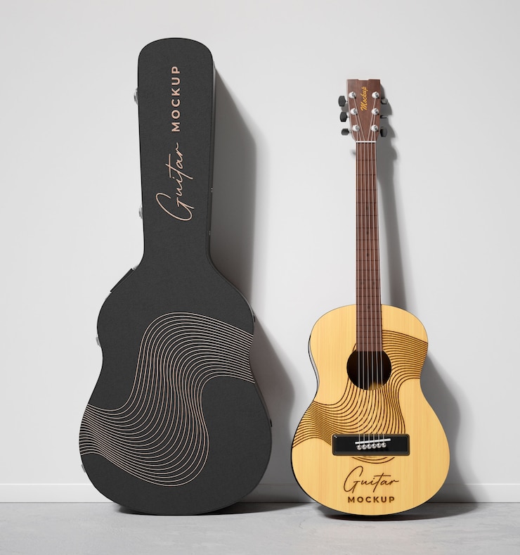 PSD maqueta de guitarra profesional en estudio