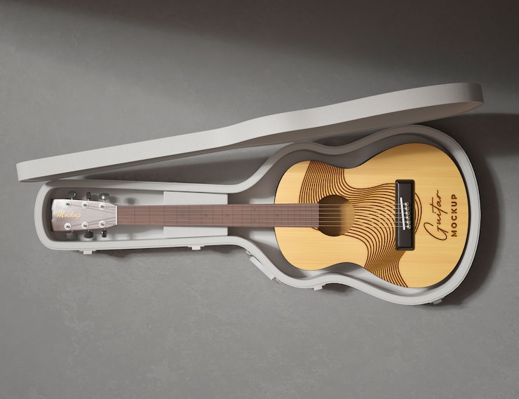 PSD maqueta de guitarra profesional en estudio