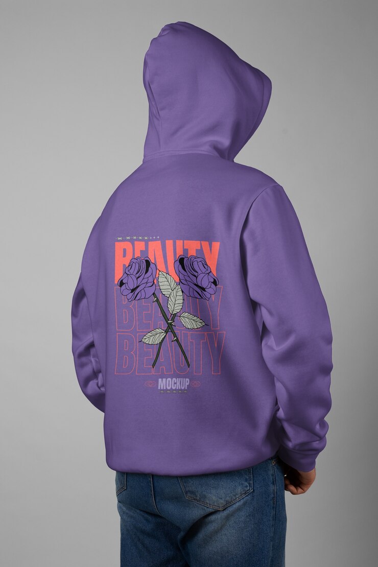 PSD maqueta de hombre vestido con la espalda de una sudadera