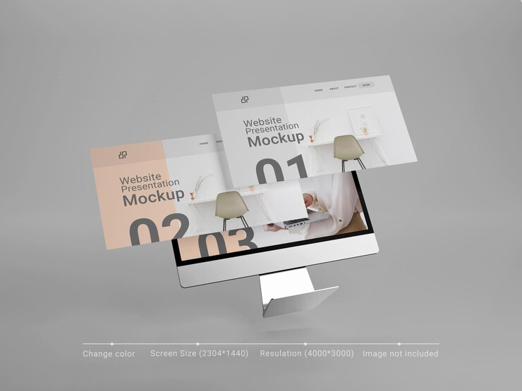 Maqueta i mac 2021 m1 con pantallas flotantes