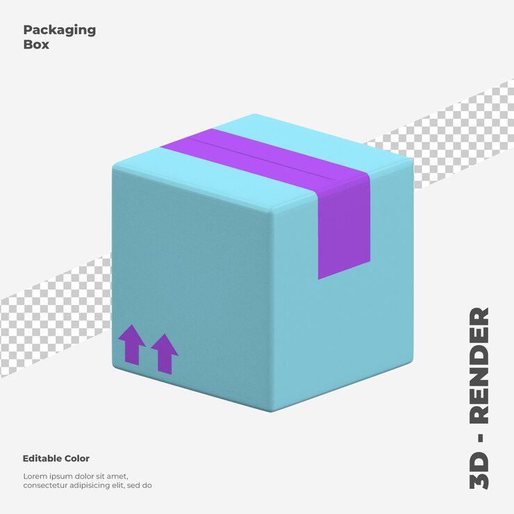 PSD maqueta de icono de caja de embalaje 3d aislado