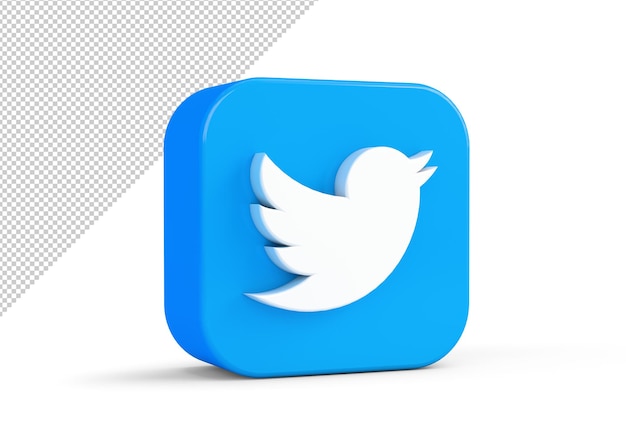 Maqueta de icono de Twitter en renderizado 3d