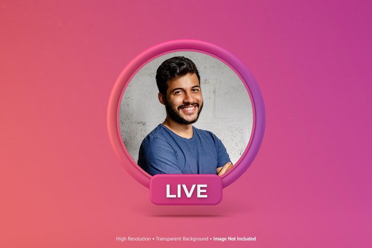 PSD maqueta de icono en vivo de redes sociales de instagram 3d