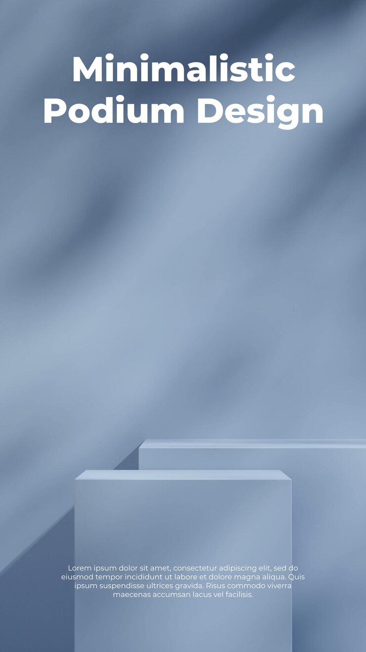 PSD maqueta de imagen de renderizado 3d rectangular mínima escena azul vacía para podio de producto en retrato