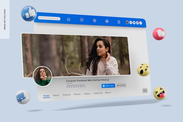 Maqueta de Interfaz Web de Facebook para Computadora, Perspectiva