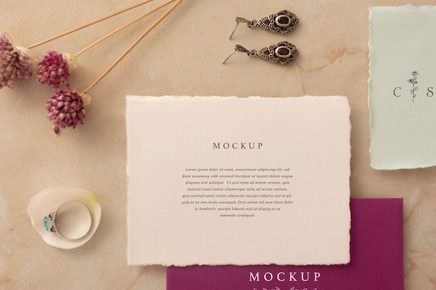 Maqueta de invitación de boda de algodón