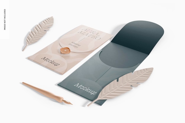 Maqueta de invitaciones de boda DL, abierta y cerrada
