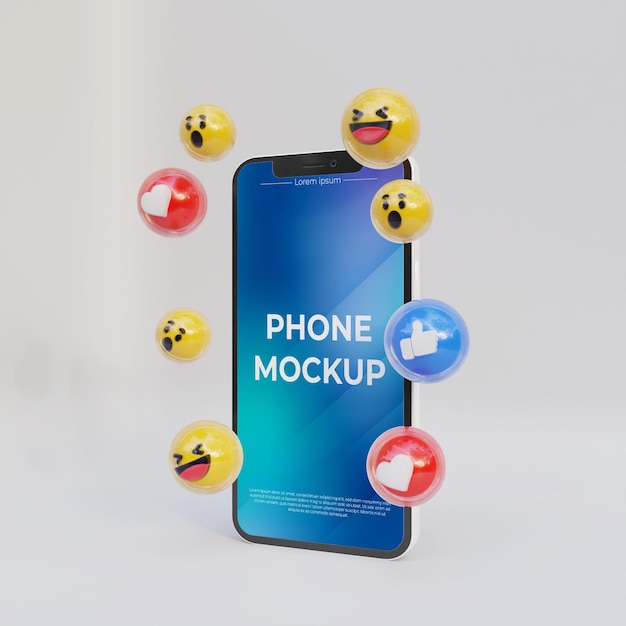 Maqueta de iPhone realista con icono de redes sociales
