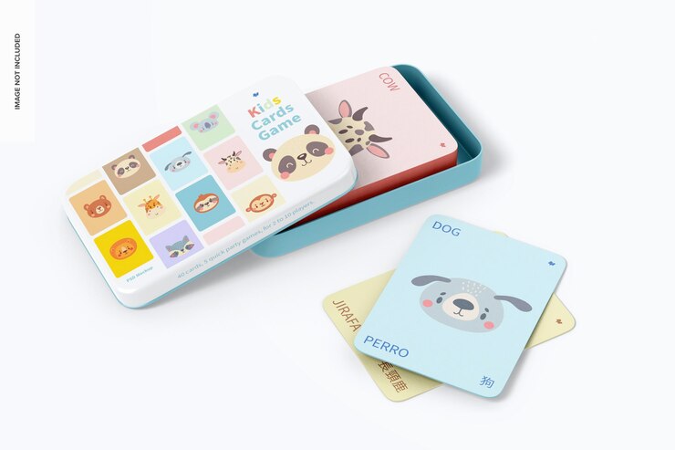 PSD maqueta de juego de cartas para niños, abierta