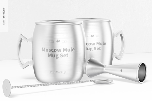 Maqueta de juego de tazas moscow mule