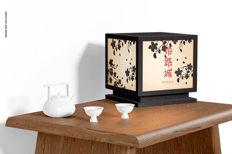 PSD maqueta de lámpara japonesa pequeña, vista izquierda