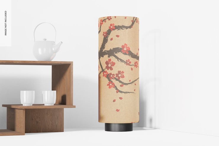 PSD maqueta de lámpara de pie japonesa, vista izquierda