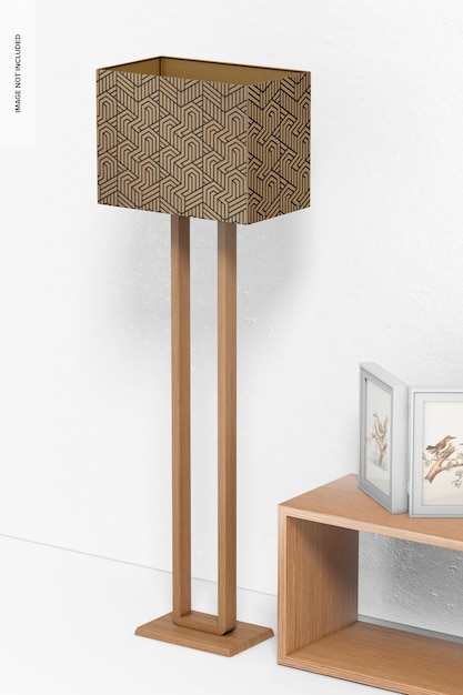 Maqueta de lámpara de pie con marco de madera
