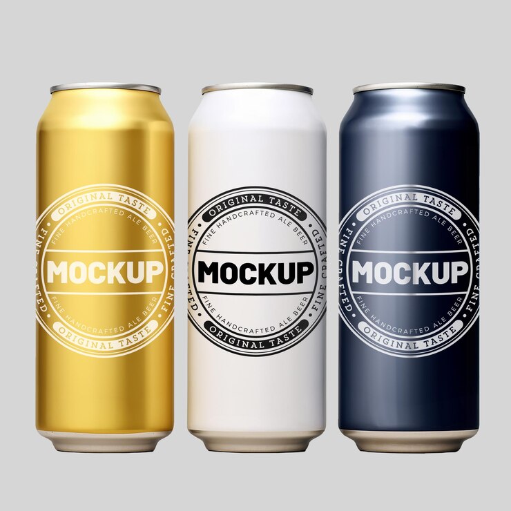 Maqueta de lata de cerveza PSD gratuita