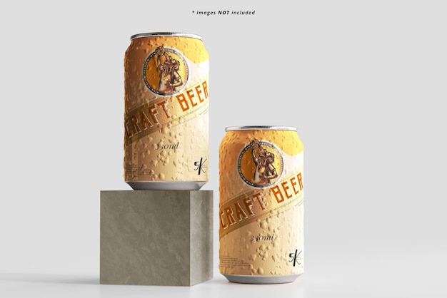 Maqueta de lata de cerveza de tamaño estándar con efecto de condensación