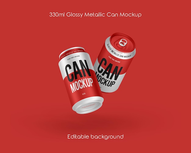 Maqueta de lata metálica brillante de 330 ml