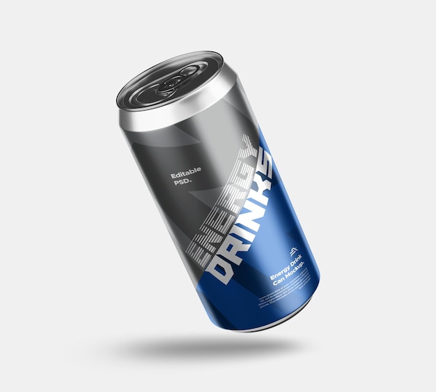 Maqueta de lata de refresco de bebida energética psd