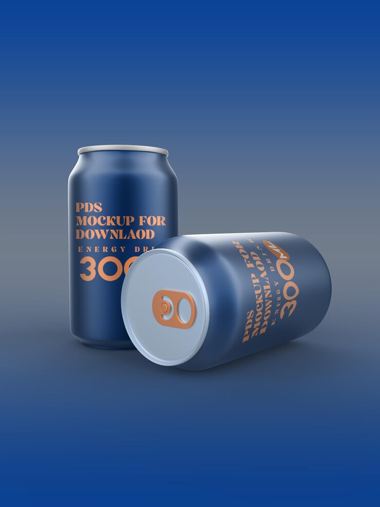 PSD maqueta de latas de refresco de 300ml