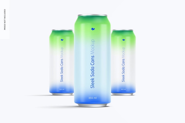Maqueta de latas de refresco de 355 ml, vista frontal