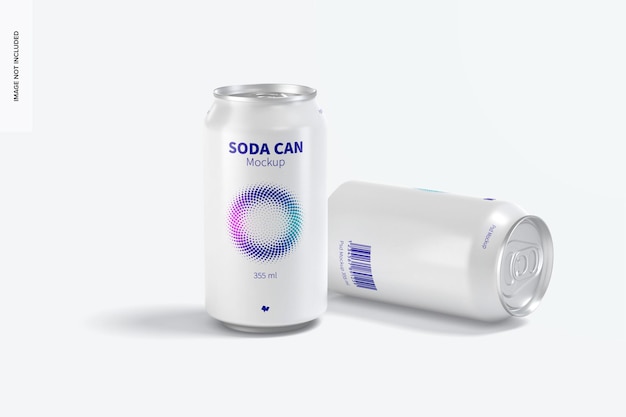 Maqueta de latas de refresco de 355 ml, vista frontal
