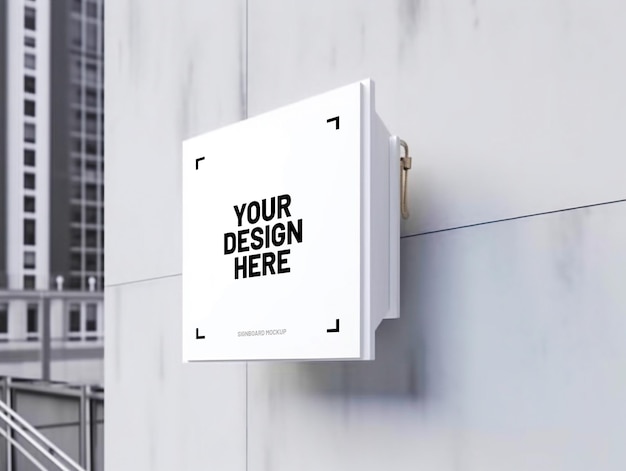 Maqueta de letrero cuadrado blanco en el exterior para presentación de marca de diseño de logotipo para anuncios de empresas