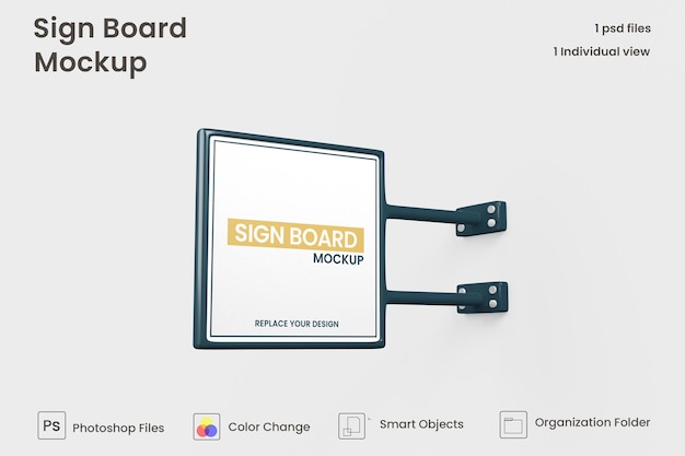 Maqueta de letrero cuadrado metálico aislado psd premium