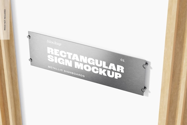 Maqueta de letrero rectangular metálico, vista de ángulo alto
