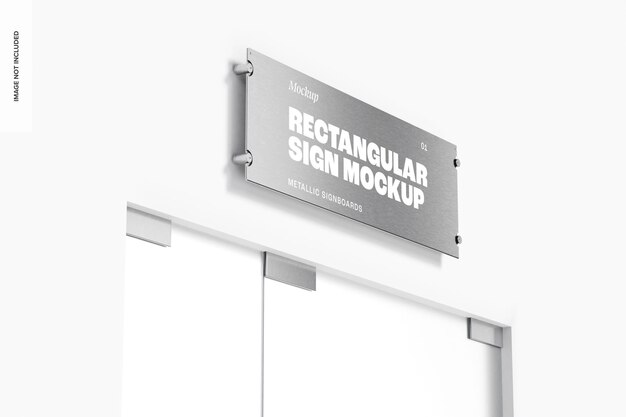 Maqueta de Letrero Rectangular Metálico, Vista Izquierda