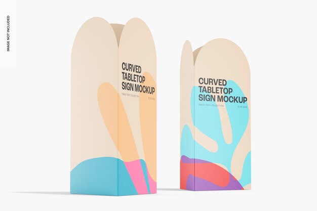 Maqueta de letreros de mesa curvos