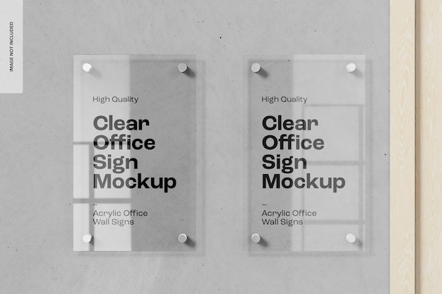 Maqueta de Letreros Transparentes para Oficina, Vista Frontal